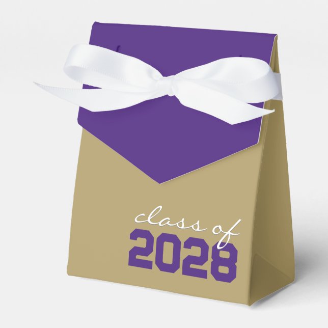 Gold & Purple Graduation Favor Boxes (Front Side)
