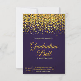 Gold Purple Graduation Invitation Party
