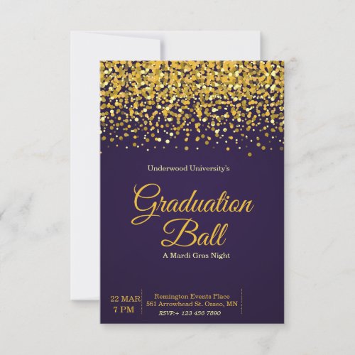 Gold Purple Graduation Invitation Party