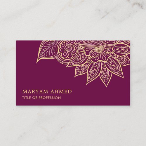 Gold Purple Henna Mehndi Islamic Business Card