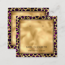 Gold Purple Leopard Print Earring Display Card