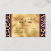 Gold Purple Leopard Print Fashion Trendy Modern Business Card (Back)