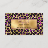 Gold Purple Leopard Print Fashion Trendy Modern Business Card (Front)