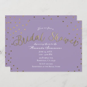 Gold & Purple Lilac Modern Glam Bridal Shower Invitation