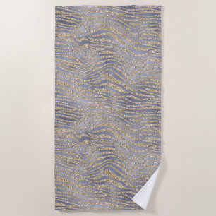 Gold Purple Luxe Glitter Zebra Beach Towel