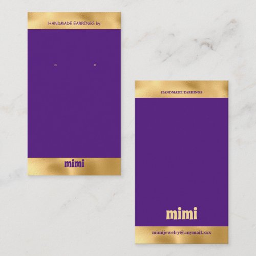 Gold Purple Luxury Earring Display  Business Card