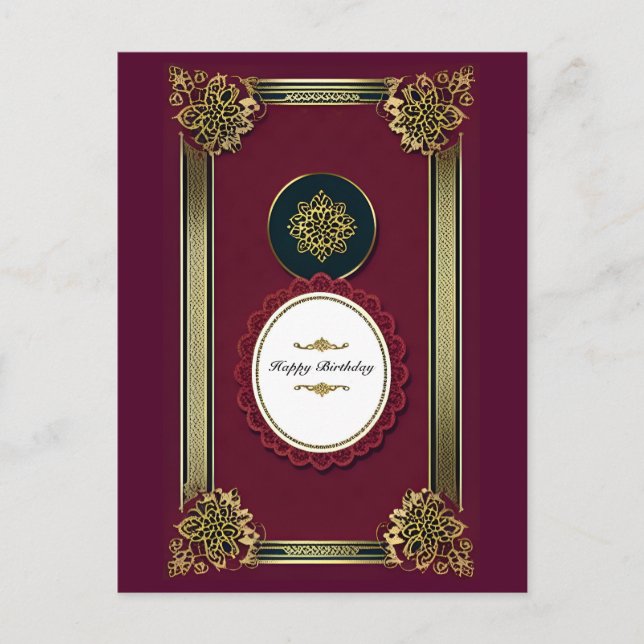 Gold Purple Luxury Invitations Birthday  (Front)