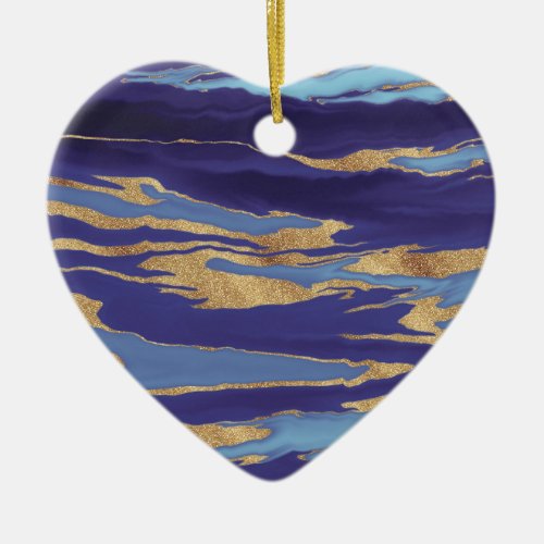 Gold Purple Marble Abstract Painting Ceramic Ornament
