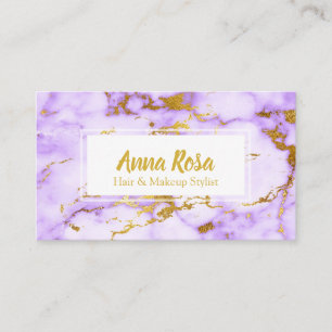 *~* Gold Purple Marble Chic Makeup Popular Business Card