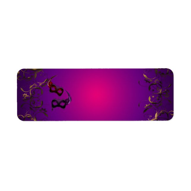Gold Purple Masquerade Party Address Labels (Front)