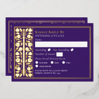Gold Purple Medieval Sword Wedding RSVP