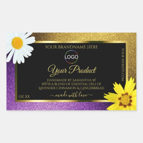 Gold Purple Metallic Black Product Labels Add Logo