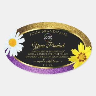 Gold Purple Metallic Black Product Labels Add Logo