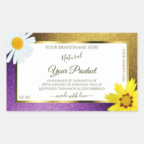 Gold Purple Metallic Glitter White Product Labels