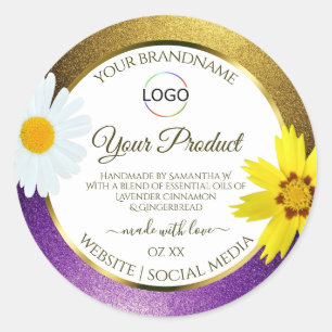 Gold Purple Metallic White Product Labels Add Logo