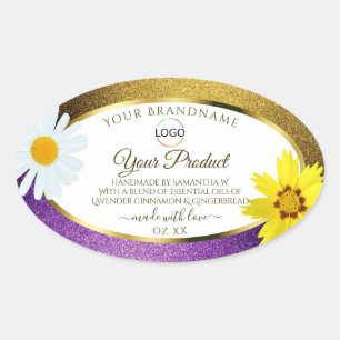 Gold Purple Metallic White Product Labels Add Logo