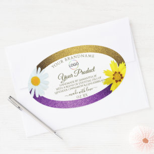 Gold Purple Metallic White Product Labels Add Logo