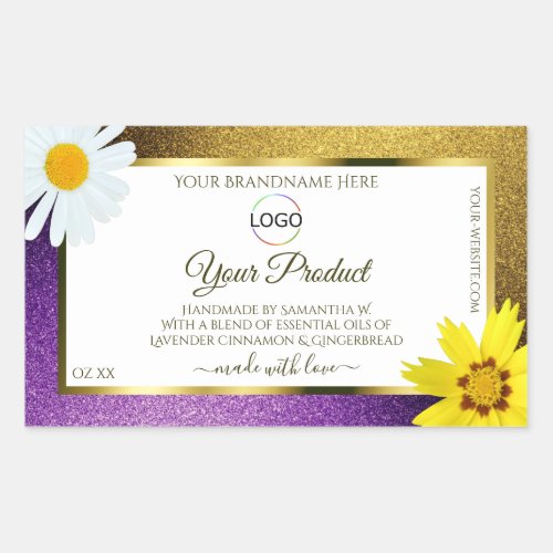 Gold Purple Metallic White Product Labels Add Logo