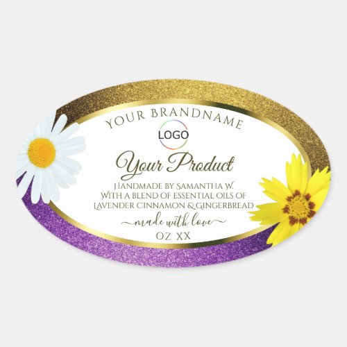 Gold Purple Metallic White Product Labels Add Logo