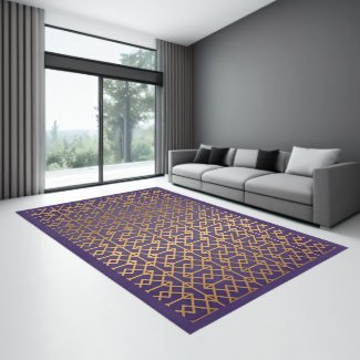 Gold Purple Modern Geometric Pattern Indoor Rug