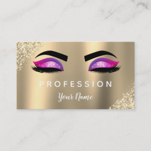 Gold Purple Pink Glitter Sparkle Makeup Artist Business Card