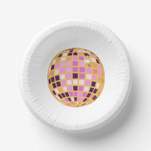 Gold Purple Retro Modern Disco Ball  Paper Bowls