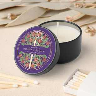 Gold Purple Royal Medieval Floral Sword Wedding  Mini Candle Favors