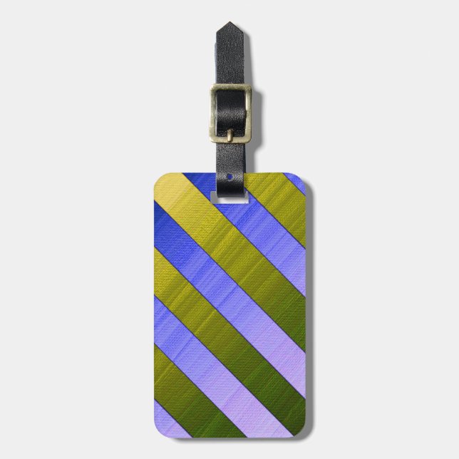 Gold & Purple Stripes Pattern Luggage Tag (Front Vertical)