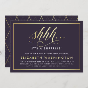 Gold & Purple Surprise Birthday Party Invitation
