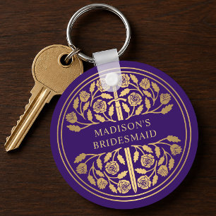 Gold Purple Sword Bridesmaid Royal Wedding Gift Keychain