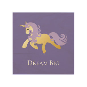 Gold Purple Unicorn Wood Wall Art