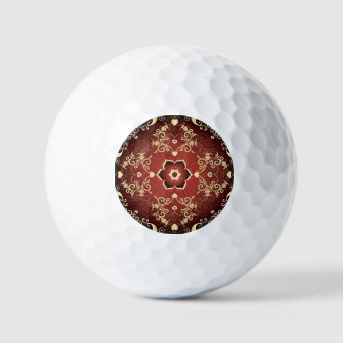 Gold_Purple Valentine Round Frame Golf Balls