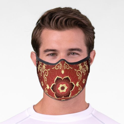 Gold_Purple Valentine Round Frame Premium Face Mask