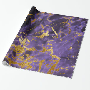 Gold Purple Violet Marble Fluid Metallic Foil Wrapping Paper