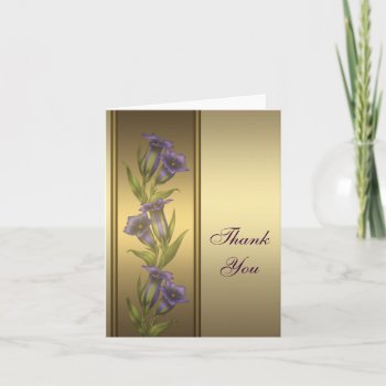 Gold Purple Violets Gold Thank You Card by decembermorning at Zazzle
