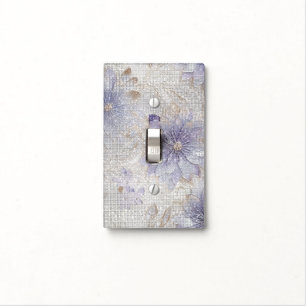 Gold Purple White Floral Sparkle Light Switch Cover