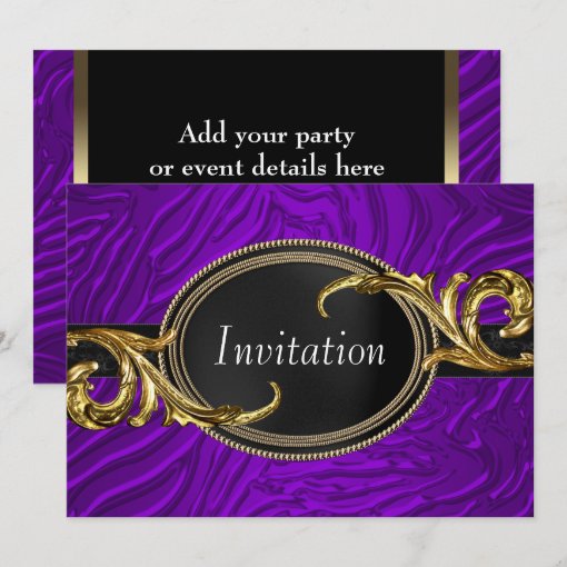 Gold Purple Zebra All Occasion Party Invitation | Zazzle