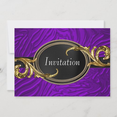 Gold Purple Zebra All Occasion Party Invitation
