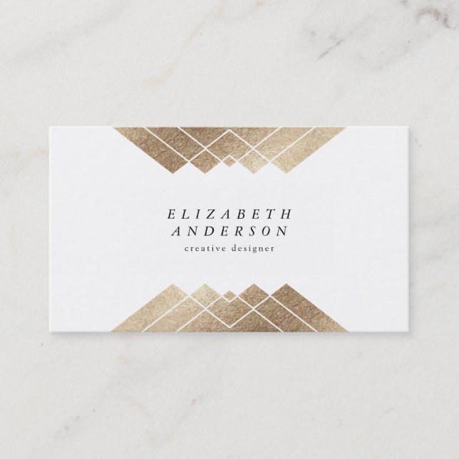 Gold Pyramid Geometric Business Card (Front)