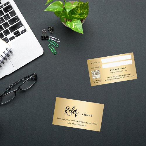 Gold qr code business referral card