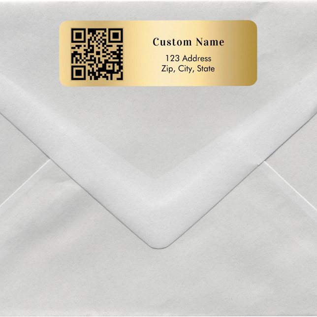 Gold QR code business return address Label (Creator Uploaded)