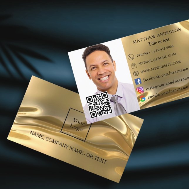 Gold qr code logo employee photo business card (Creator Uploaded)