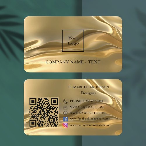 Gold qr code logo social media business card