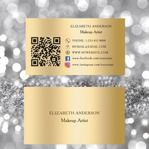 Gold Qr code social media Instagram Facebook Business Card