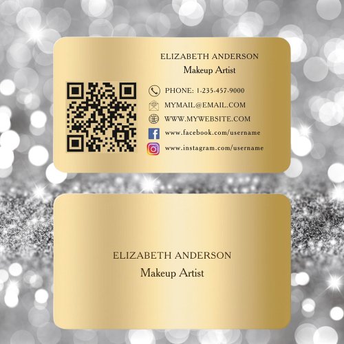 Gold Qr code social media Instagram Facebook Business Card