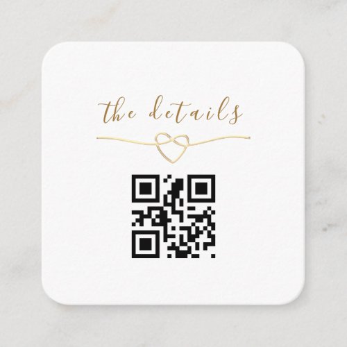 Gold QR Code Wedding Details Enclosure Card