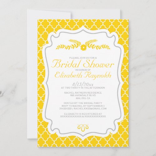 Gold Quatrefoil Bridal Shower Invitations