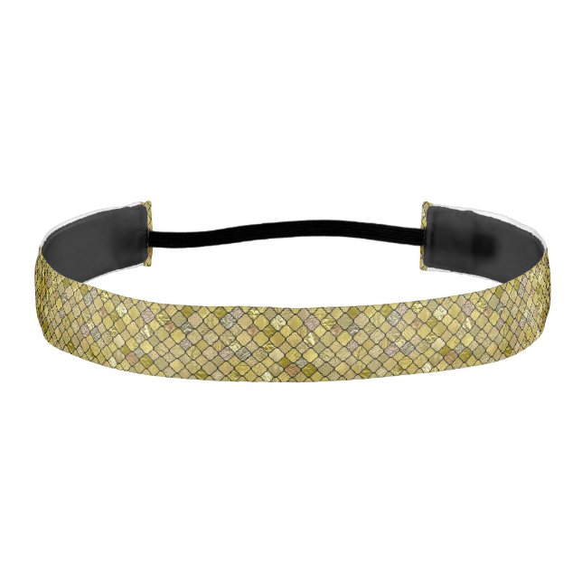 Gold Quatrefoil Foil Glitter Athletic Headband (Front)