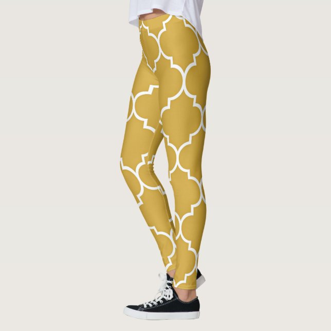 Gold Quatrefoil Pattern Leggings (Left)