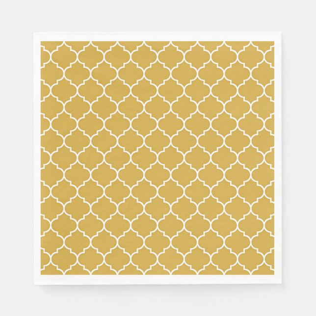 Gold Quatrefoil Pattern Napkins (Front)